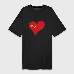 Футболка женская-платье Сердце - Китай, цвет: черный