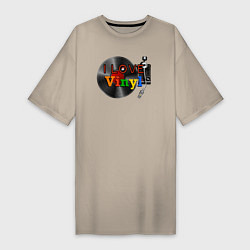 Женская футболка-платье I love vinyl