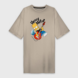 Женская футболка-платье Барт Симпсон - гитарист - heavy metal