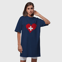 Футболка женская-платье Сердце - Швейцария, цвет: тёмно-синий — фото 2