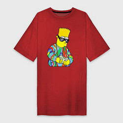Женская футболка-платье Барт Симпсон считает выручку