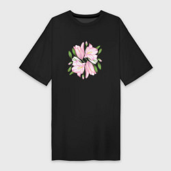 Женская футболка-платье Розовые лилии