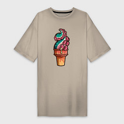 Женская футболка-платье Мороженое осьминог