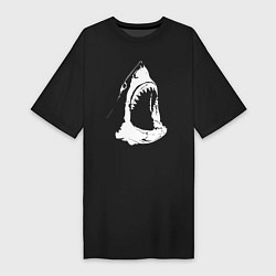 Футболка женская-платье Огромная акулья пасть, цвет: черный