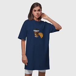 Футболка женская-платье Кофе с круассаном, цвет: тёмно-синий — фото 2