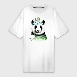 Женская футболка-платье Прикольный панда жующий стебель бамбука