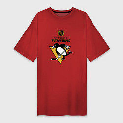 Женская футболка-платье Питтсбург Пингвинз НХЛ логотип