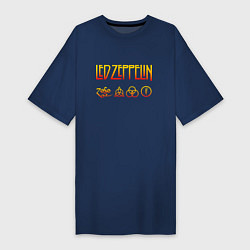 Футболка женская-платье Led Zeppelin - logotype, цвет: тёмно-синий