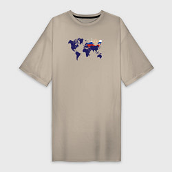 Женская футболка-платье Россия на карте мира