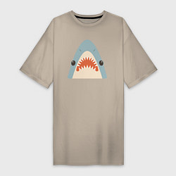 Футболка женская-платье Милая маленькая акула, цвет: миндальный