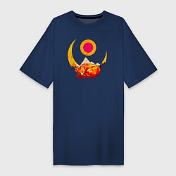 Женская футболка-платье Спящий под луной лис