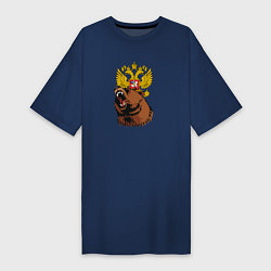 Женская футболка-платье Патриотичный медведь на фоне герба