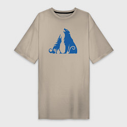 Женская футболка-платье Атрей волк и Кратос медведь GoW Ragnarok