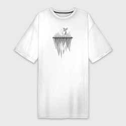 Женская футболка-платье Серая лиса и горы