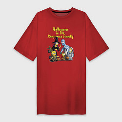 Женская футболка-платье Halloween in the Simpsons Family