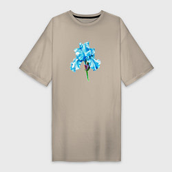 Женская футболка-платье Голубые цветы ирисы