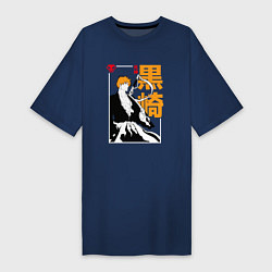 Футболка женская-платье Bleach - Ичиго Куросаки, цвет: тёмно-синий