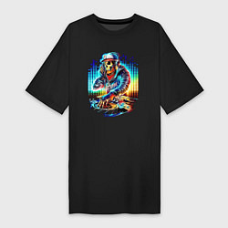 Женская футболка-платье Cool DJ - skull