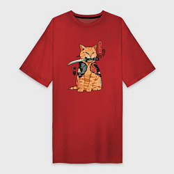 Женская футболка-платье Японский Кот Якудза