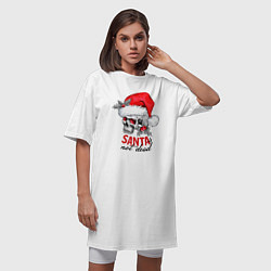 Футболка женская-платье Santa is not dead, skull in red hat, holly, цвет: белый — фото 2