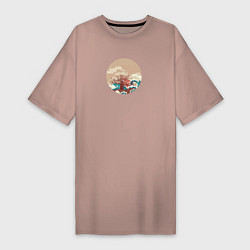 Женская футболка-платье Одинокое дерево на острове посреди океана