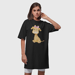 Футболка женская-платье Милый жирафик с бантиком, цвет: черный — фото 2