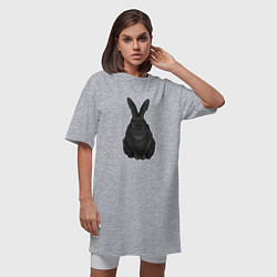 Футболка женская-платье Черный водяной кролик - 2023, цвет: меланж — фото 2