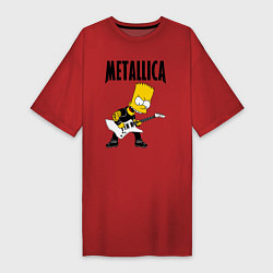 Женская футболка-платье Металлика Барт Симпсон