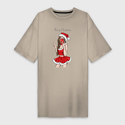 Женская футболка-платье Снегурочка селфи
