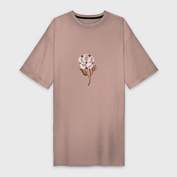 Женская футболка-платье Цветок хлопка, стилизация