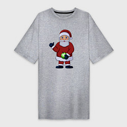 Женская футболка-платье Дед Мороз с елочной игрушкой