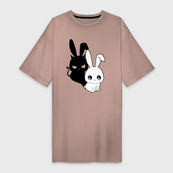 Женская футболка-платье Милый кролик - ангелочек или дьяволёнок?
