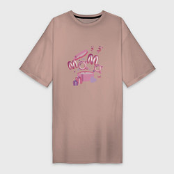 Футболка женская-платье Воздушная мамочка, цвет: пыльно-розовый
