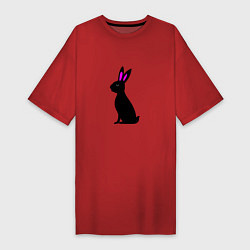 Футболка женская-платье Черный кролик, цвет: красный