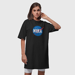Футболка женская-платье Ника в стиле NASA, цвет: черный — фото 2