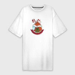 Женская футболка-платье Merry christmas fox