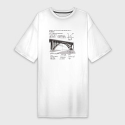 Женская футболка-платье Мост и математические формулы