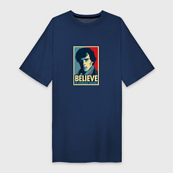 Женская футболка-платье Believe in Sherlock