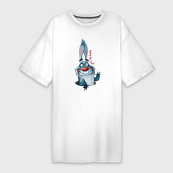 Женская футболка-платье Прикольный зубастый кролик