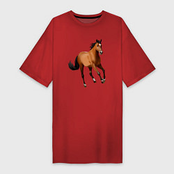 Женская футболка-платье Мустанг лошадь