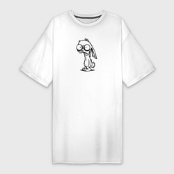 Женская футболка-платье Кролик нарисованный