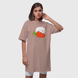 Футболка женская-платье Зайчик на морковке, цвет: пыльно-розовый — фото 2