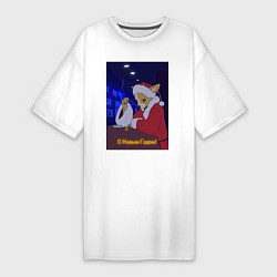 Футболка женская-платье Bad Santa чихуахуа, цвет: белый