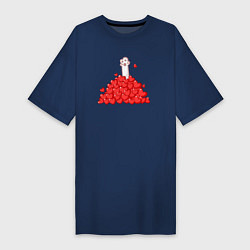 Женская футболка-платье Куча сердечек