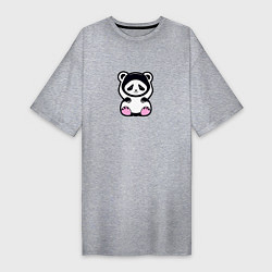 Футболка женская-платье Милая панда в капюшоне, цвет: меланж