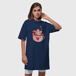 Футболка женская-платье Мишка в кружке с сердечком, цвет: тёмно-синий — фото 2