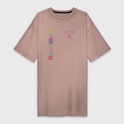 Футболка женская-платье Dynamite BTS logo, цвет: пыльно-розовый