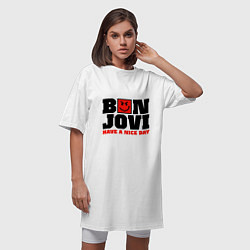 Футболка женская-платье Bon Jovi band, цвет: белый — фото 2