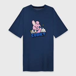 Футболка женская-платье Cooky BT21 Jungkook, цвет: тёмно-синий