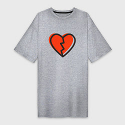 Женская футболка-платье Большое расколотое сердце